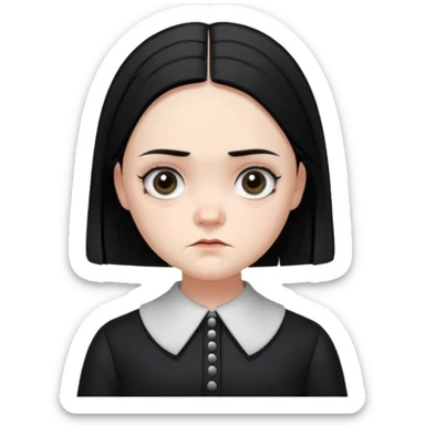 An emoji of Wednesday Addams sticker