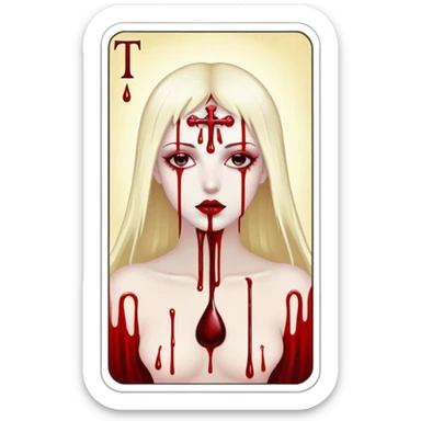 Tarot card with blood drips  sticker