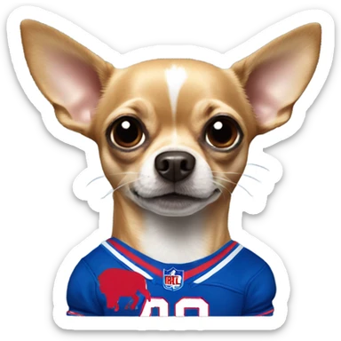 Chihuahua wearing a buffalo bills jersey sticker