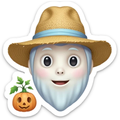 cute ghost farmer portrait, head and shoulders only, straw hat, round friendly face, soft pastel glow, harmless spirit vibe, 3D cartoon, mobile game icon style, clean background, no text, no watermark
 
 sticker