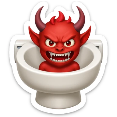 a demon coming out of the toilet bowl sticker