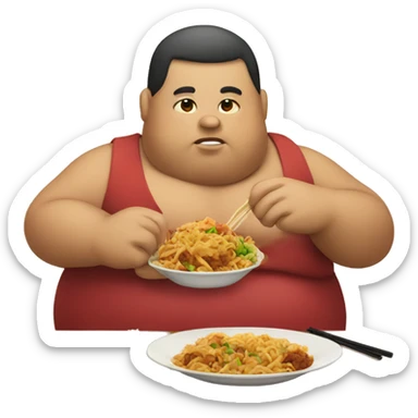 Fatty eating chinese food sticker