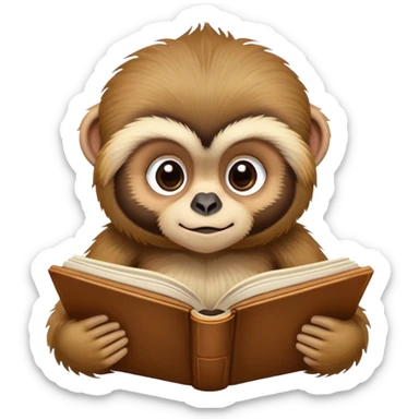 baby lar gibbon reading a book sticker