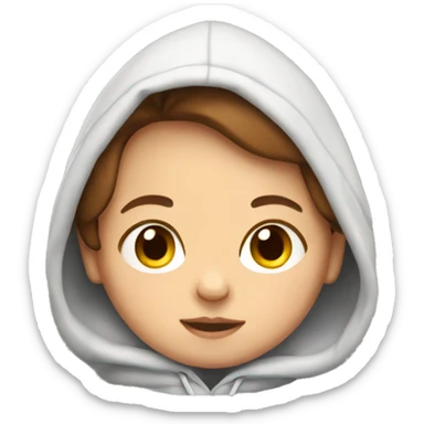 Newborn with brown hair in hoodie sticker