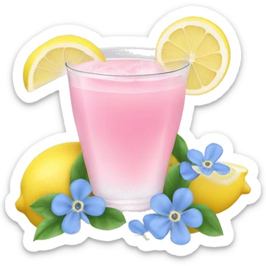 Ice pink lemon juice with blue small flowers  sticker