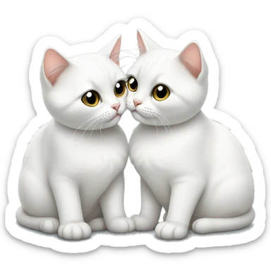 Two white British cats are kissing  sticker