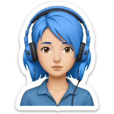 blue wind haired woman with headphone sticker