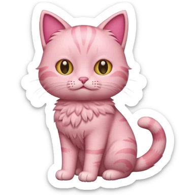 pink cat full body short hair sticker