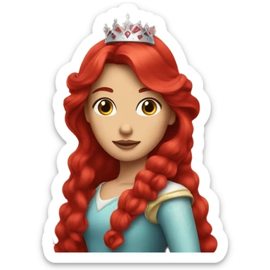 princess crown on red long hair sticker