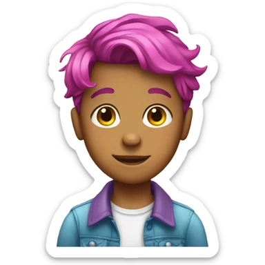 Boy with hair bow sticker