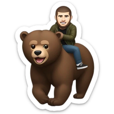 khabib nurmagomedov riding a bear sticker