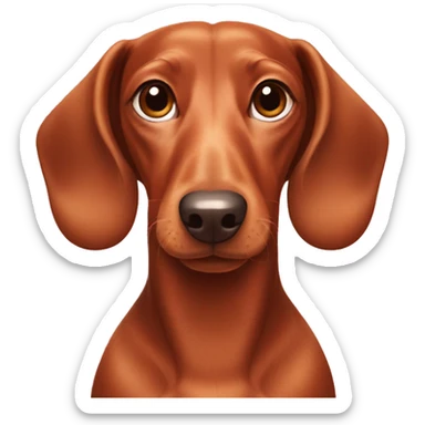 Red dachshund with a pink nose and white heart on forehead sticker