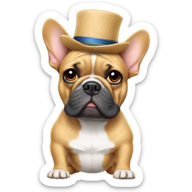 French bulldog wearing a hat sticker