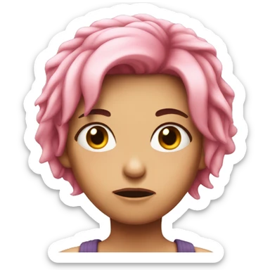 pink haired girl looking mad sticker
