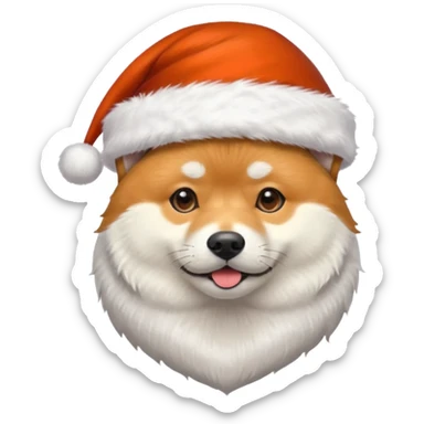 shiba inu wearing santa hat with grey beard like santa sticker