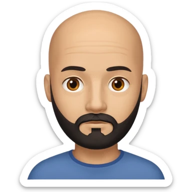 Bald fully squared head man with black beard sticker