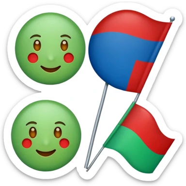 Emoji de bandera, mitad, azul y mitad inferior verde con un círculo rojo en el centro de la bandera en forma de rueda sticker