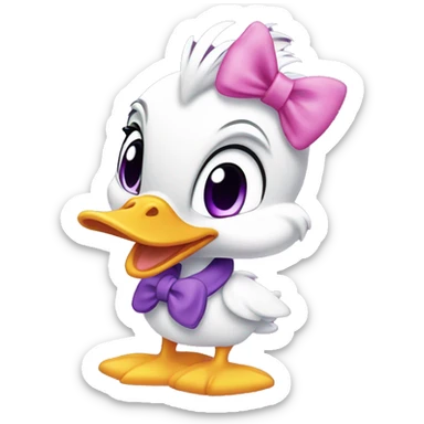 daisy duck with purple shirt and pink bow sticker