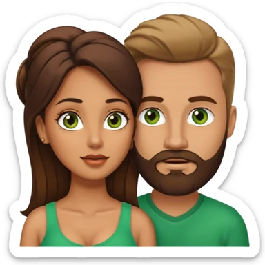 Naked Latina woman  with brown eyes, with white man with brown beard and green eyes having sex sticker