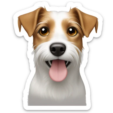 Long Hair Jack Russell white with light Brown Head  sticker