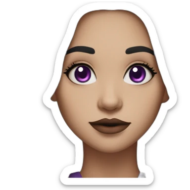 girl-light skin-purple eyes-witch-long black hair-big lips sticker