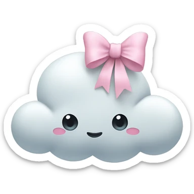 Cloud with a light pink bow on it sticker