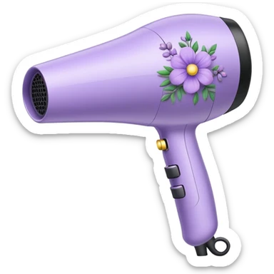 Aesthetic hair dryer in lavender color and floral decorative accents  sticker