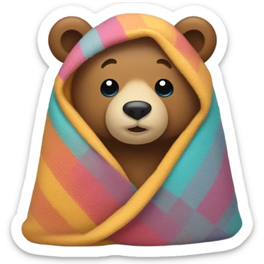bear cozy in blanket sticker