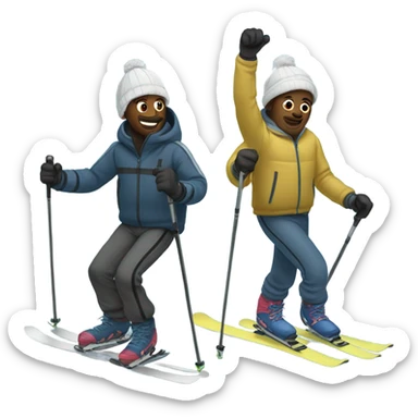 2 guys skiing w sweatpants sticker