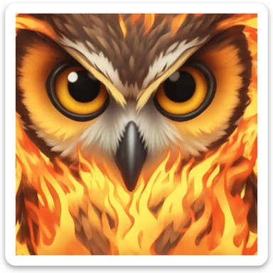 An owl in fire sticker