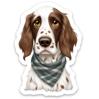 White and Brown english setter with scarf  sticker