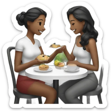 Gata café, blanca y negra pidiendo comida sticker