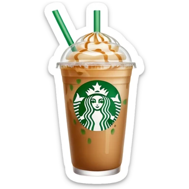 Starbucks iced latte in clear cup with green logo and straw sticker
