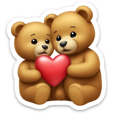 Teddies giving kiss hearts sticker