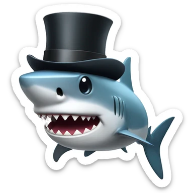 Shark with a top hat sticker