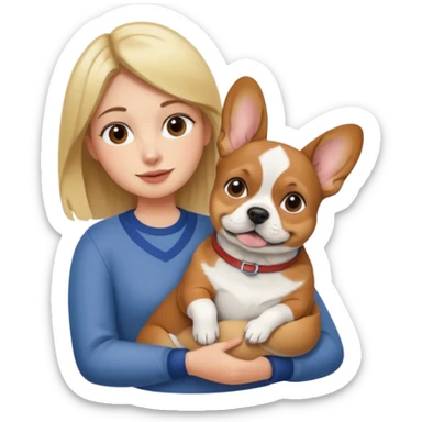 girl with corgi in her arms next to guy with french bulldog in his arms sticker