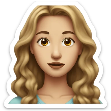 20 year old woman with long light brown hair and long face and big lips sticker