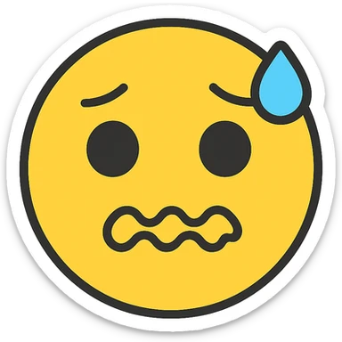 smiley emoji with an anxious expression, icon style, clean lines, simple color palette sticker