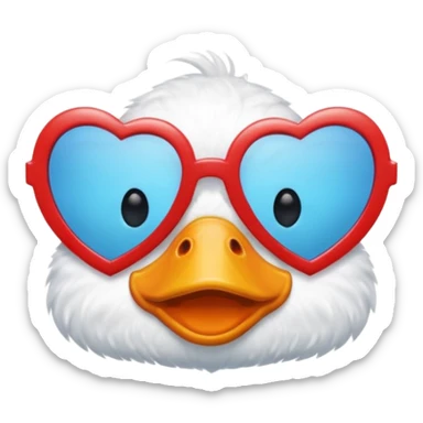 Make a frame emoji and inside it is a duck wearing red heart sunnies and the background is sky or anything blue sticker
