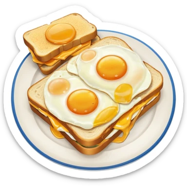 breakfast sandwich on a plate with eggs on the side sticker