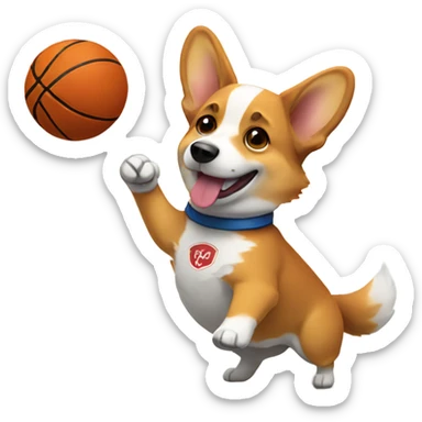 Corgi playing basketball  sticker