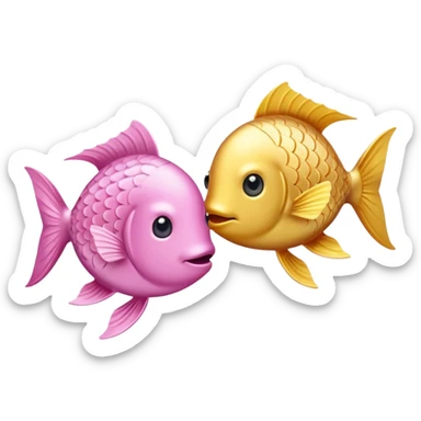 Two fish one light pink one gold swimming oposite directions around each other sticker