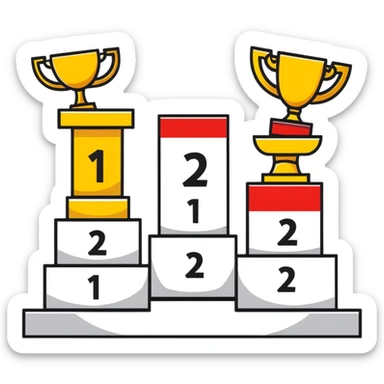 competition podium with 1st, 2nd, and 3rd place sticker