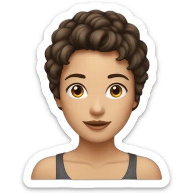 fille brune et bronzée aux cheveux courts et frisés sticker