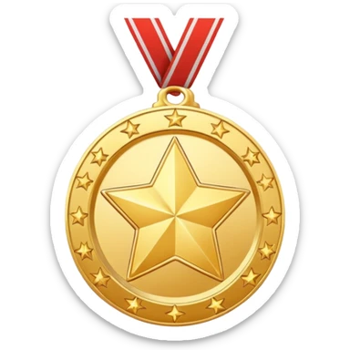 JUST THE CIRCLE golden medal in star shape, central empty space, details in border, golden sticker