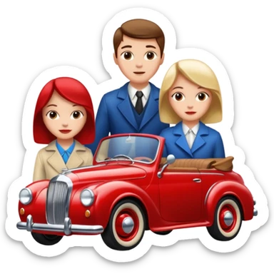 car and girl and boy sticker