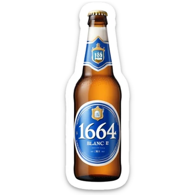 bottle of 1664 Blanc beer with blue and white label sticker