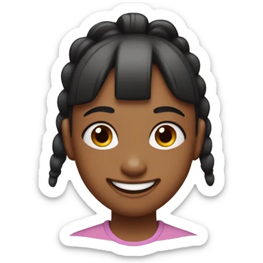 My hairstyle has bangs and ponytails
she's smiling and making a good gesture sticker