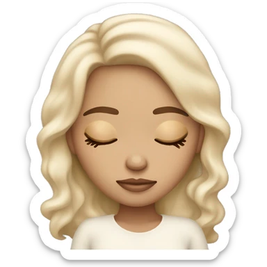 pretty light skinned brunette girl sleeping with cream under her closed eyes soft textures sticker