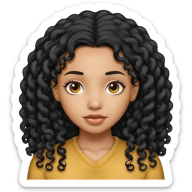 black girl with long curly black hair sticker